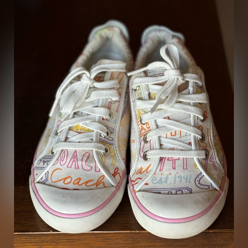 Coach Y2K Multicolor Graffiti Logo Sneakers Low Top Lace Casual Statement Shoe